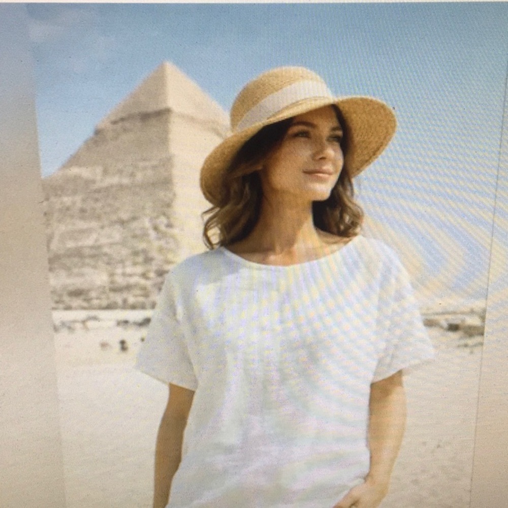 SPIGHE DI LINO/100% LINEN- WHITE  ELASTIC WAIST TOP